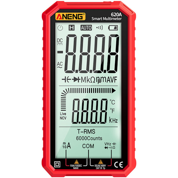AC/DC digital multimeter med 4,7-tums multimeter LCD-skärm True-RMS Ultraportabel Multi-Portabel Automatisk Mätare med Ampere, Volt, Ohm, Kapacitet