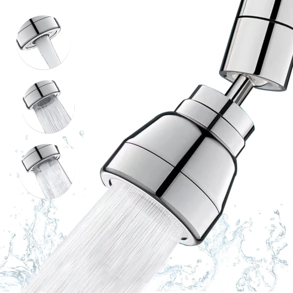 3-läges sprayhuvud köksblandare munstycke - 360 graders sprayhuvud köksho (Silver), köksluftare, vattenbesparande adapter för kran, för badrum