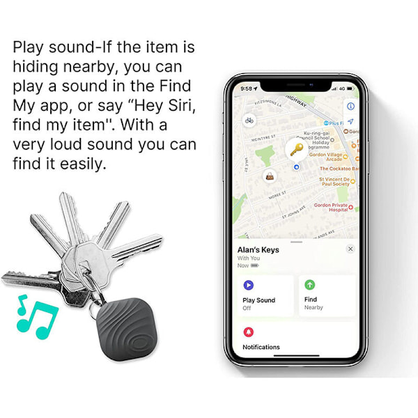 Nøkkel Finner for Lommebøker, 1 stk Nøkkel Finner Anti-Mistet Telefon Finner Alarm Nøkkelring Tracker med Nøkkel Finner og Lyd Tracker for Nøkler