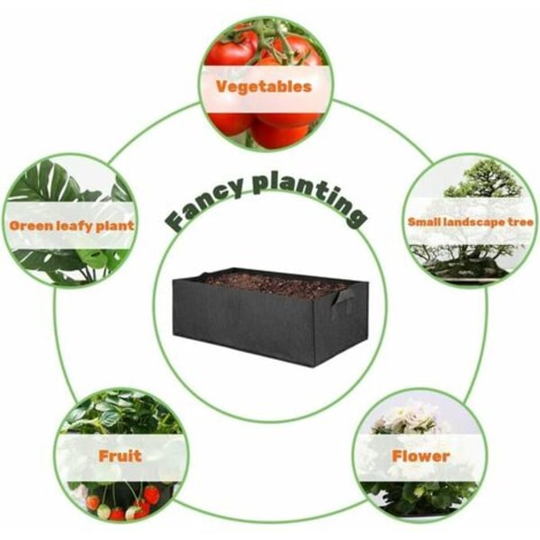 Rektangulära odlingspåsar med handtag 5-pack fyrkantiga upphöjda planteringskärl Fyrkantiga tygluftningspåsar för blomgrönsaker