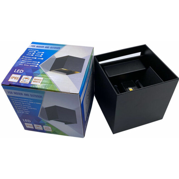 Udendørs væglampe med bevægelsessensor 12W LED væglampe, IP65, sensor væglampe til have/gang/sti, 6000K koldt hvidt, sort