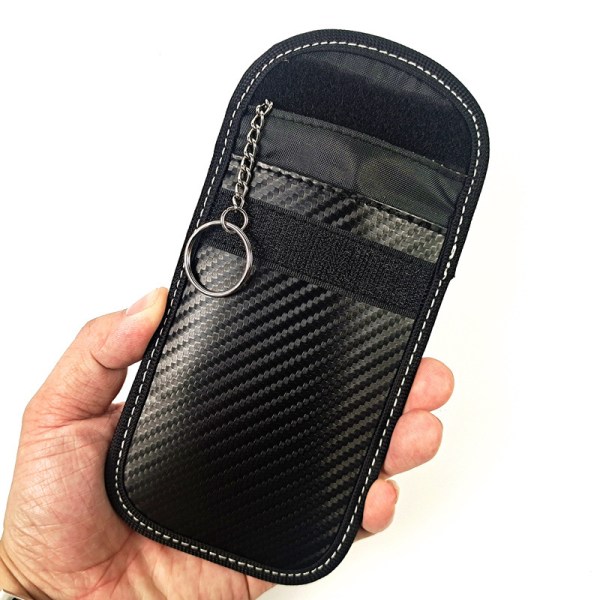 Äkta läder plånbok bilnyckel fodral nyckelhållare väska dragkedja påse (Signal Blocking Key Case)