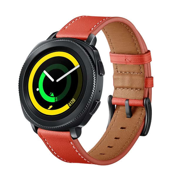 Læderrem, ægte læderrem, egnet til Samsung Watch 3/4, 22mm (rød)