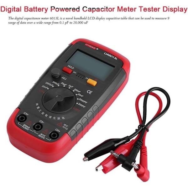 Digital Kapacitansmätare, Pro Kondensatortestare 0.1pF - 20000uF med LCD-display Bakgrundsbelysning Max 1999 Räkningar