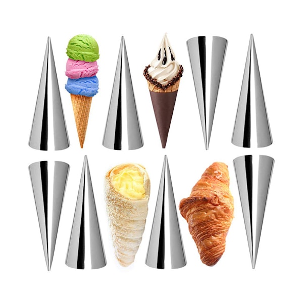 12,1*3,3cm - Dansk rustfritt stål konisk bakeriform oppblåst croissant brød croissanter bakeriutstyr
