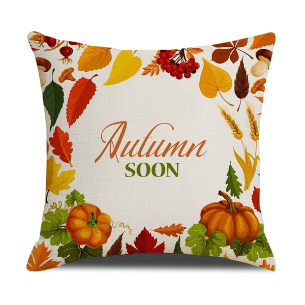 Thanksgiving Fall Pillowcase 18 x 18 tum, Set av 4 bomullslinne Fall Pumpkin Throw Pillowcase, Hösttema dekorativ kuddfodral för soffa