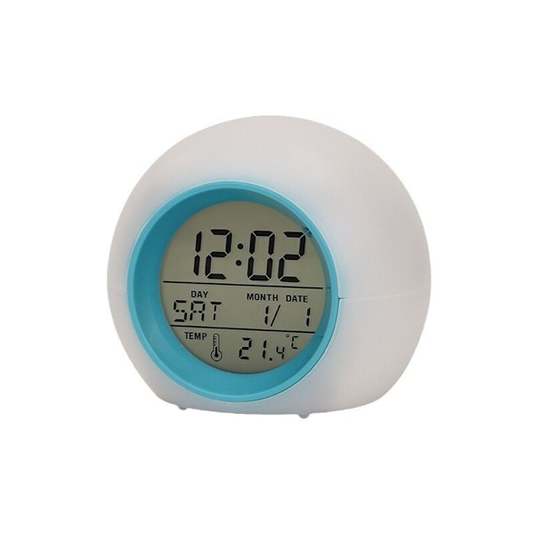 Färgskiftande Väckarklocka för Barn Multifunktionell Väckningslampa Digital Display Termometer Timer med Snooze-funktion Sovrumsbordsdekoration，8.5
