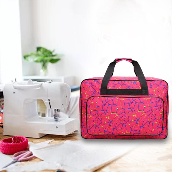 Syveskebæretaske, Universal Canvas Tote Bag, Bærbar Polstret Oppbevaringsstøvdeksel med Syveske Lomme(rose Red)