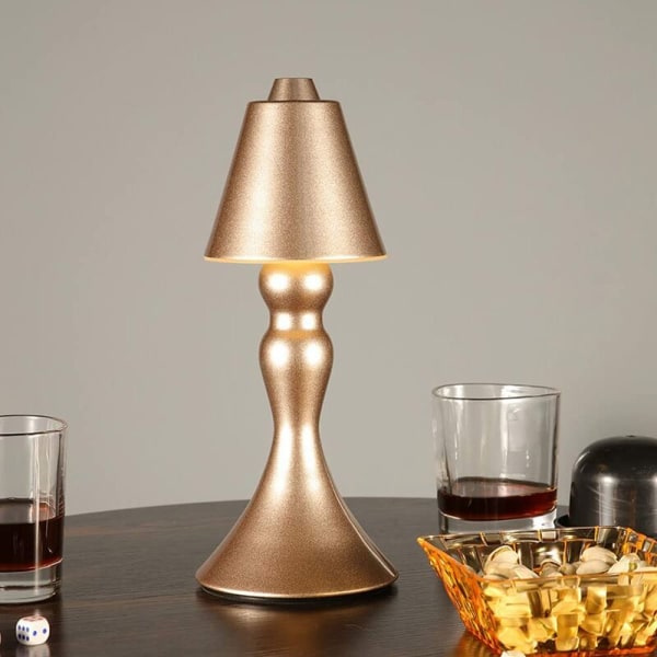 LED ladebar bordlampe soverom nattbord nattlampe berøring kreativ KTV atmosfære lampe (nr. 6 champagne gull berøringsbryter + lader)