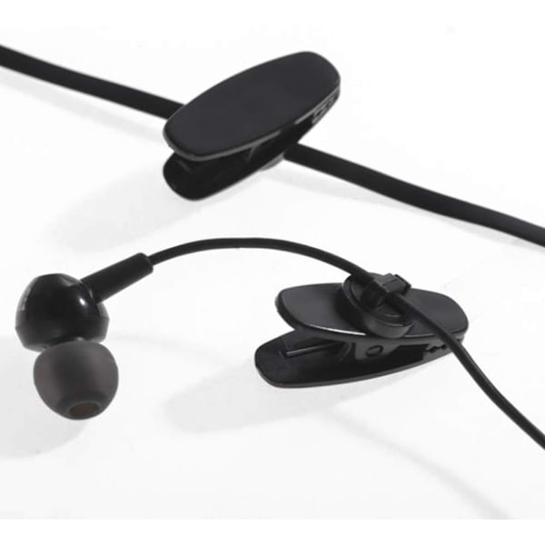 10 kpl musta kuulokepidike, kuulokepidike 360 asteen kääntyvällä kaapelilla, sopii useimpiin Monster-, Sony-, Sennheiser- ja Plantronics-kuulokkeisiin.