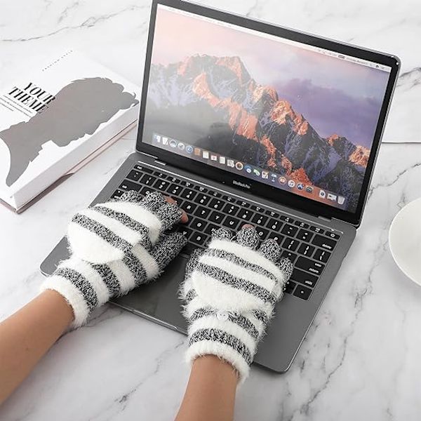 Vinter Stickade Konvertibla Fingerlösa Handskar Akryl Varma Lätta Pekskärm Söta Vantar Flip Top Dam Herr