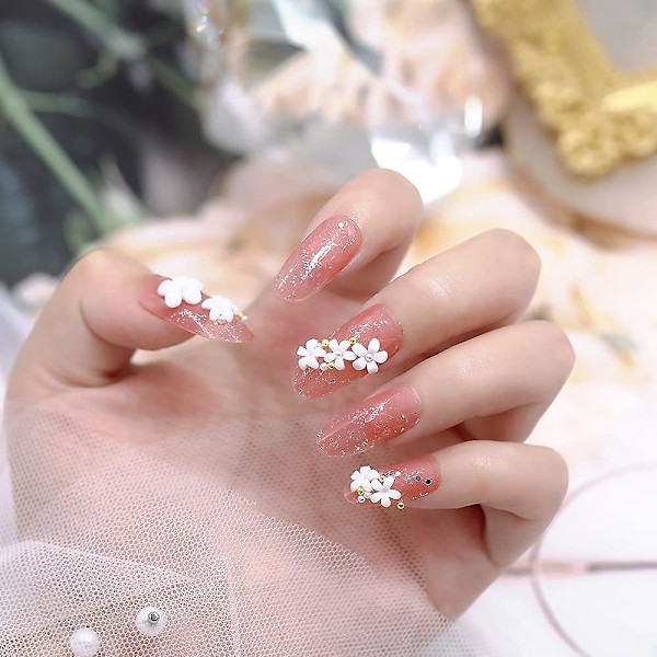 3D Blomsternageldekorationer för Akrylnaglar, 6 Rutor 3D Nagelflorer Strass Körsbärsblommor Blå Set
