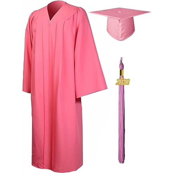 Rose Royal - Yliopiston valmistujaiskaapu ja valmistujaishattu aikuisille 2023 - Unisex-lukion valmistujaisasu