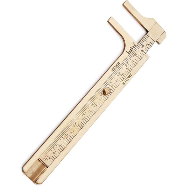 Kannettavat messinkiset vernier-työntömitat, retro metallinen viivain kaksoisasteikolla mm/tuuma 0-120mm