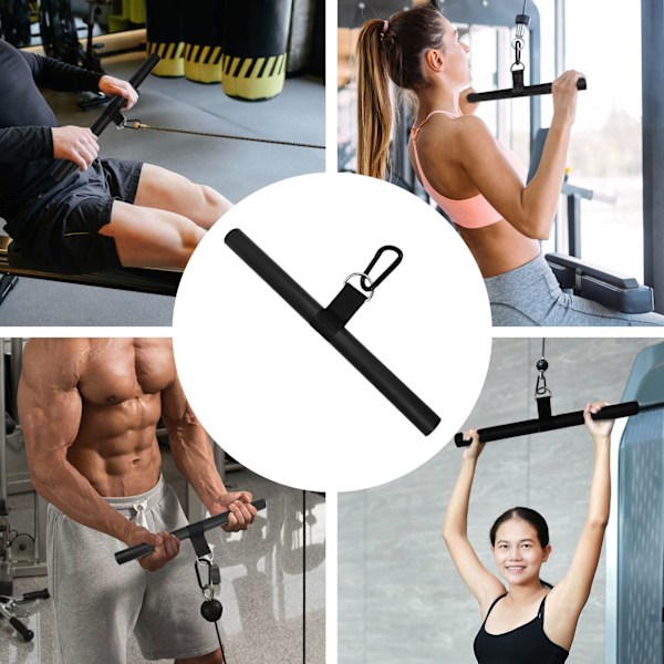 Roterende triceps biceps stang rett stang DIY pull up stang fitness hjemmetrening tilbehør skivestang kroppsbygger med mykt håndtak og karabinkrok