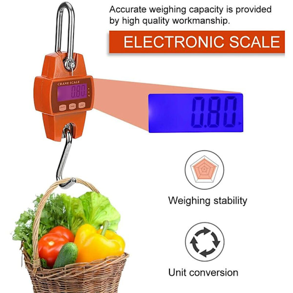 Nosturitikkaat - Mini kannettava digitaalinen LCD-elektroninen ripustusvaaka Pelitikkaat Nosturitikkaat Vaaka 300 kg Koukulla Matkalaukulle Kalastus Ou