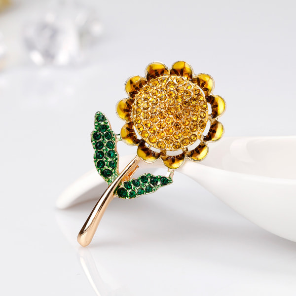 Kvinnor Rhinestone Solros Emalj Pin Brosch Pin Kläder Ornament