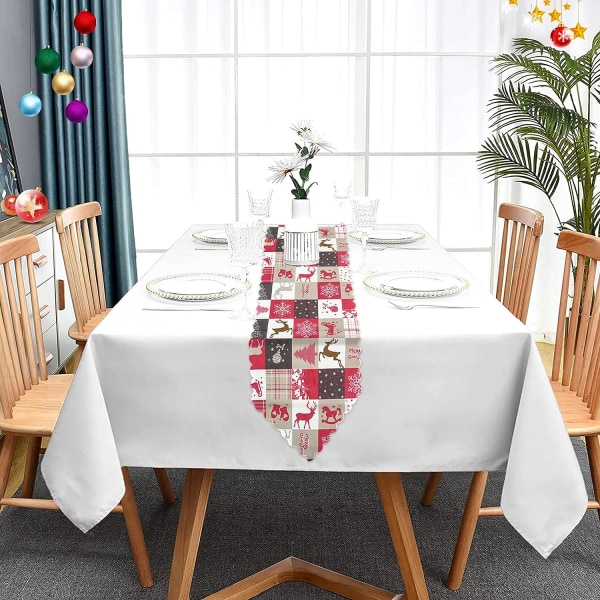 Julbordstablett, julbomull och linnebordstablett, jultryckt bordsduk, tvättbar julbordsduk, julbordsdekoration