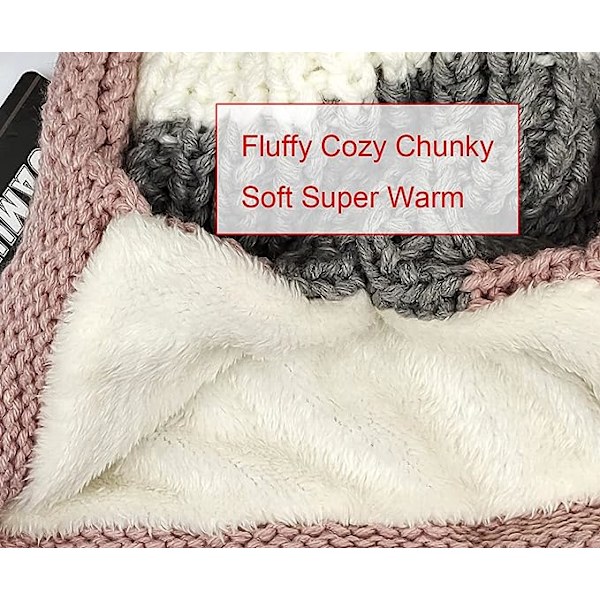 Dame Vinter Peruviansk Dekk Ører Lue Hette Øreklaffer Sherpa Ski Snø Huer Strikket Fleece Foret 3 Pom Pom (svart)