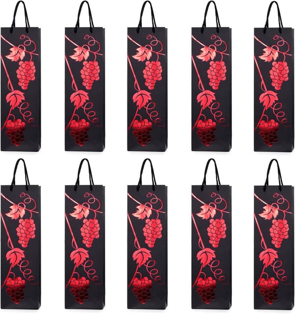 10 flaskor presentpåsar för vin, prosecco och champagne 40 x 12 x 9 cm - röd vin - rött vin