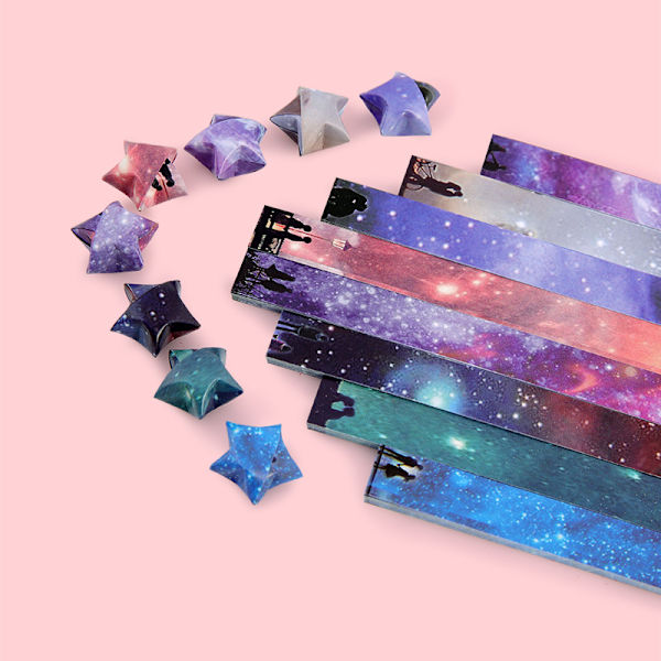 Stjerne Origami Papir 8 Forskellige Designs Smukke Rum Papir Kunst Håndværk til Børn Glødende Stjernehimmel Voksen Skolelærer Foldet Origami Farverig Pap