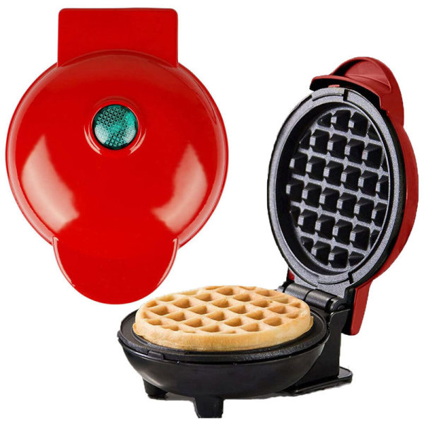 Circular Mini Red Waffle Maker för Classic Stainless Steel Househ