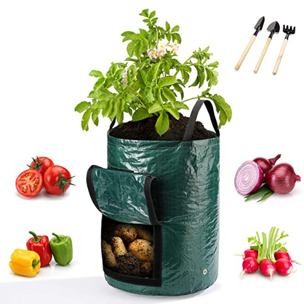6-pack 7 gallon plantering Odlingspåsar, odla krukor för potatis, halm