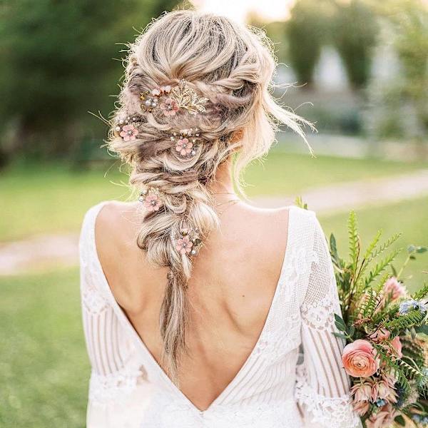 5-pack brudblomma bröllopshårklämmor kristallpärla hårklämmor huvudbonader guld bröllopshår accessoarer brud tärnor strass