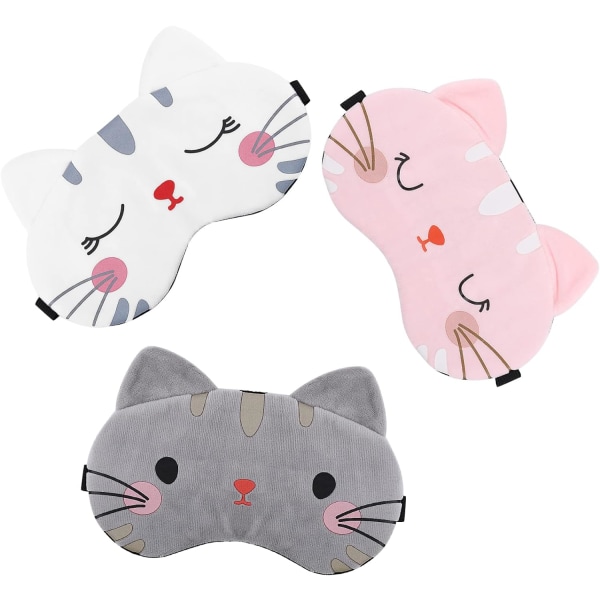 3 st barns sovmask tecknad katt sovmask med justerbara remmar mjuk barns sovmask