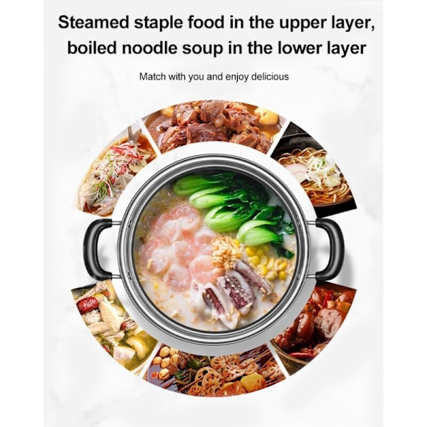 Ångkokare i rostfritt stål, 27 cm / 11 tums köksredskapsset i rostfritt stål, 2-lagers ångkokare, dubbellagers ångkokare, ångkokare för bröd