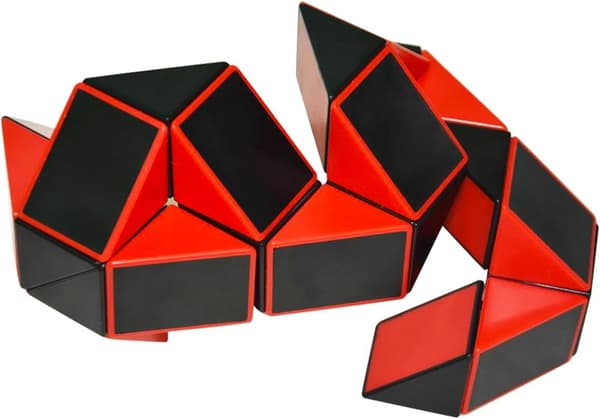 Taikakäärme Snake Puzzle Cube, musta punainen Magic Cube PVC-tarralla lapsille ja aikuisille