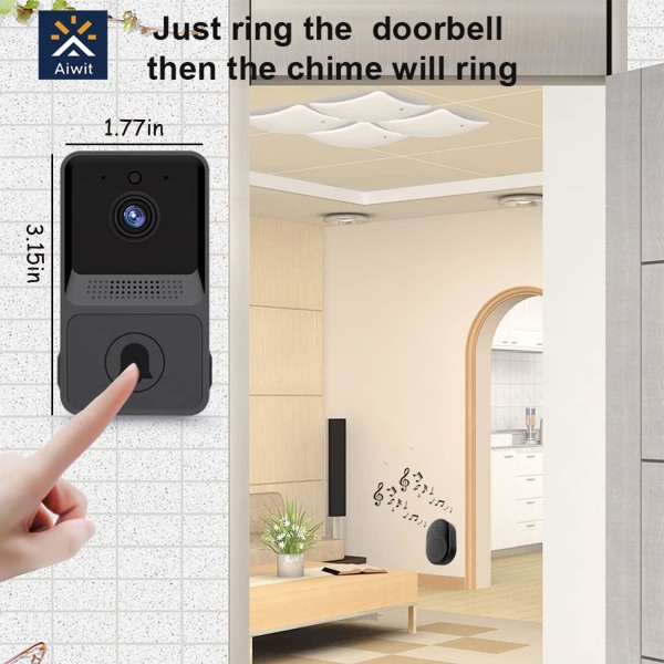 Smart dörrklocka - Trådlös dörrklocka Hem-HD nattvision Dingdong elektronisk video intercom