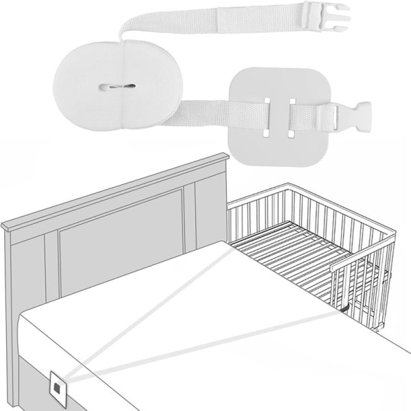 6M Co-Sleeping Cot Strap, Justerbar Crib Strap Side Seng Attachme