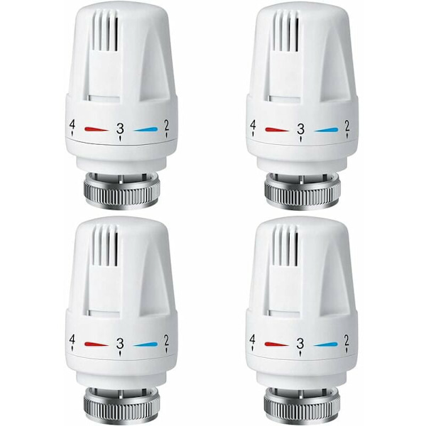 4 stk. radiatortermostathoved, TRV M30 x 1,5 radiatortermostathoved, radiatortermostatventil, radiatorradiatorventiler til varmesystem til