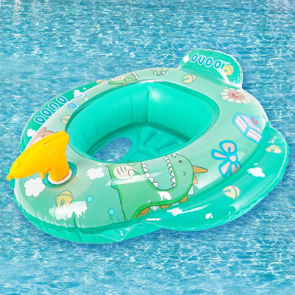 Baby simring, uppblåsbar baby flytring med säte och vattenpistol baby pool flytring sommar utomhus vattenleksaker simring flytring för småbarn K