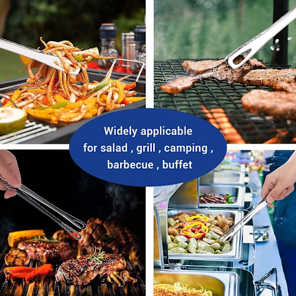 2 stk. grilltang i rustfrit stål, køkkentang, madtang, grilltang, skridsikre, varmebestandige, små tang til camping, grill, buffet, salat