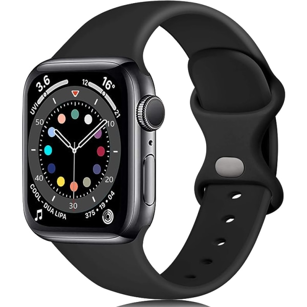 Silikone rem (sort, stor) kompatibel med Apple Watch rem 44mm 42mm 45mm 49mm, erstatningsrem til Apple Watch Ultra/iWatch SE serie 8 7 6