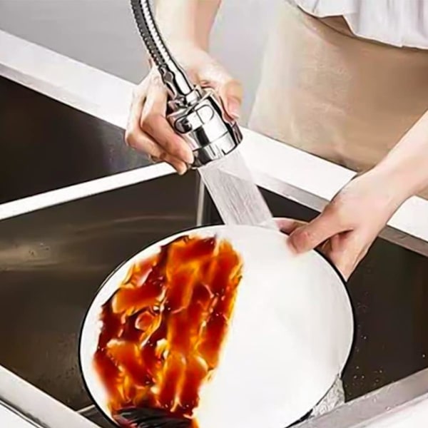 Kranmunstycke, kökskranförlängning, kranfläkt, 17 cm, spraykranförlängning, 360 ° roterande kranförlängning, skum- och regnläge