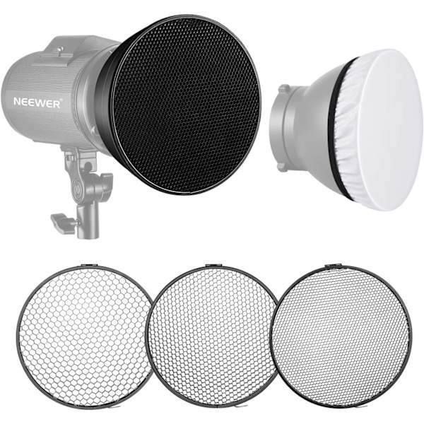 18cm Standard Reflektor Soft Diffuser med 20/40/60 Graders Honeycomb Grid for Flash Studio Strobe Light Spot Mount Fotografisk Spotlight