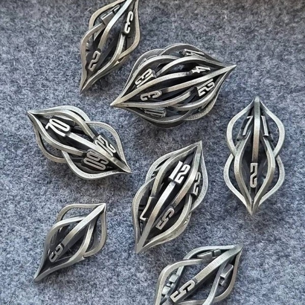 DND Dungeons and Dragons Tärningssats, 7PCS/Set DD Tärningar, ZHOORQI Polyhedral Tärningssats Metall Tärningssats för Rollspel, Pathfinder, The Arcanum Tärningssats f