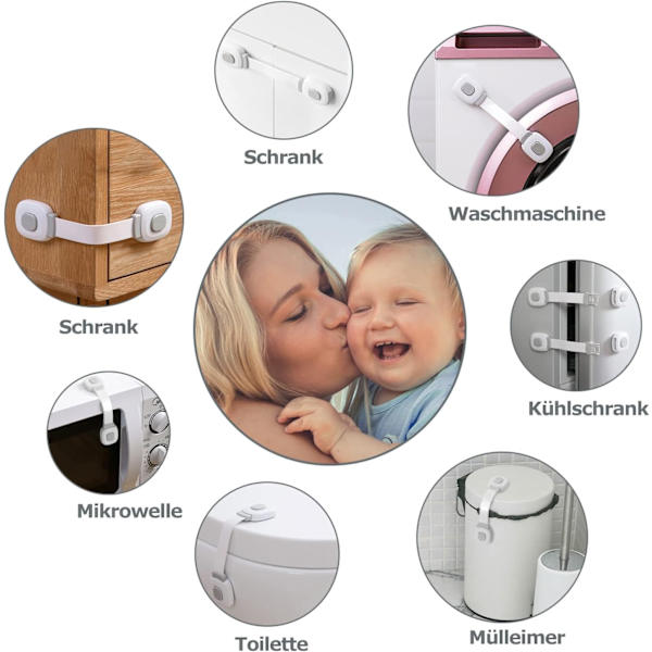 Babyturvallisuus Oven Lukko 6 Kpl, Laatikko Lukot Kaappi Lukot ja Jääkaapin Turvallisuus Lapsen Kaappi Baby Suoja Koti