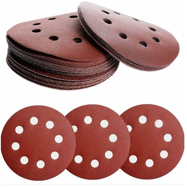 Sarja 24 kiekkoa 125 mm, hiekkapaperia pyöröhiomakoneelle hiontaan, kiillotukseen, ruosteenpoistoon, hioma-aine karkeudella 40, 60, 80, 120, 180, 240