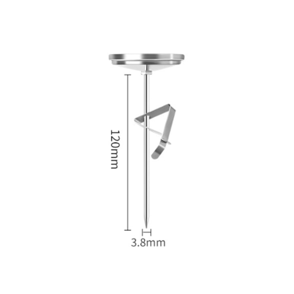 Fritöstermometer, rostfritt stål, silver, 12CM sond
