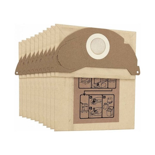 Ersättningsdammsugarpåsar Kärcher WD2 MV2 WD2250 A2004 A2054, 10-pack