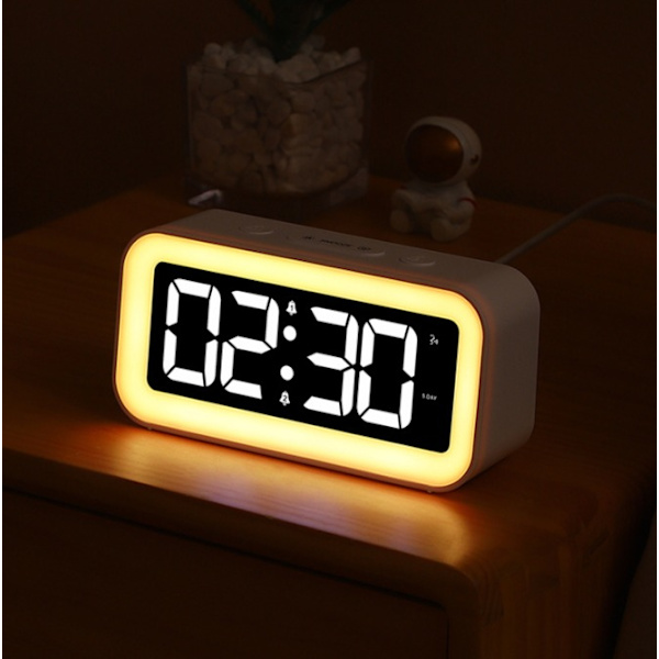 Digital väckarklocka, ljus barnväckarklocka med 7 färgers nattlampa, LED digitalklocka, tonårsmorgonväckarklocka, justerbar ljusstyrka,