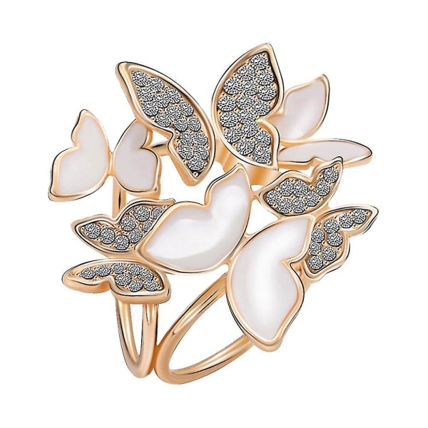 Elegant 3 Rings Butterfly Scarf Ring Silk Scarf Buckle Clip (guld)