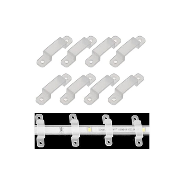 8mm erä 50 seinäkiinnitysklipsiä LED-nauhalle, putkelle, valoköynnökselle