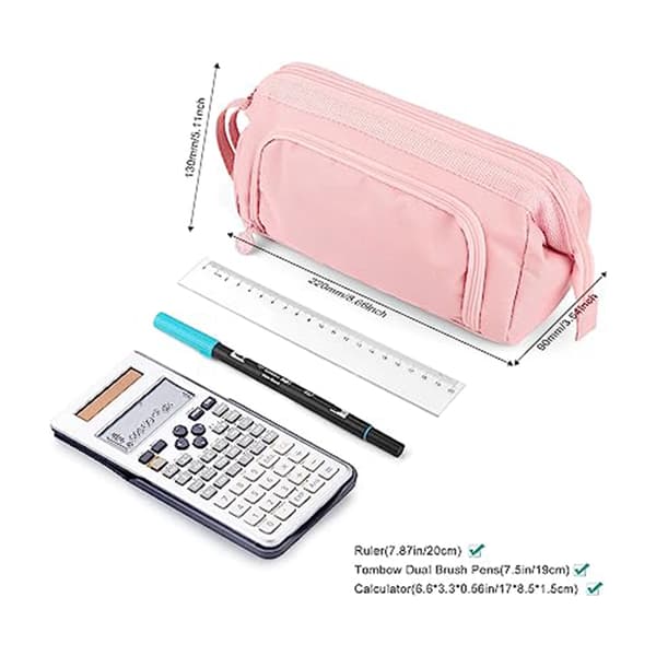 (Pink) Etui til studerende med stor kapacitet - Etui til piger og drenge - Etui til studerende - Kosmetikpung