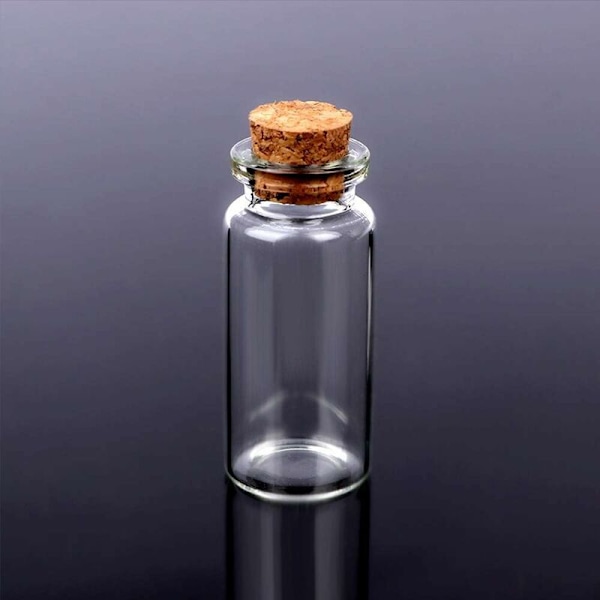 18 stycken mini glasflaskor med 10 ml provburkar med lock, glasflaskor av glas med 10 ml tomma prover, miniflaskor med korkar för DIY
