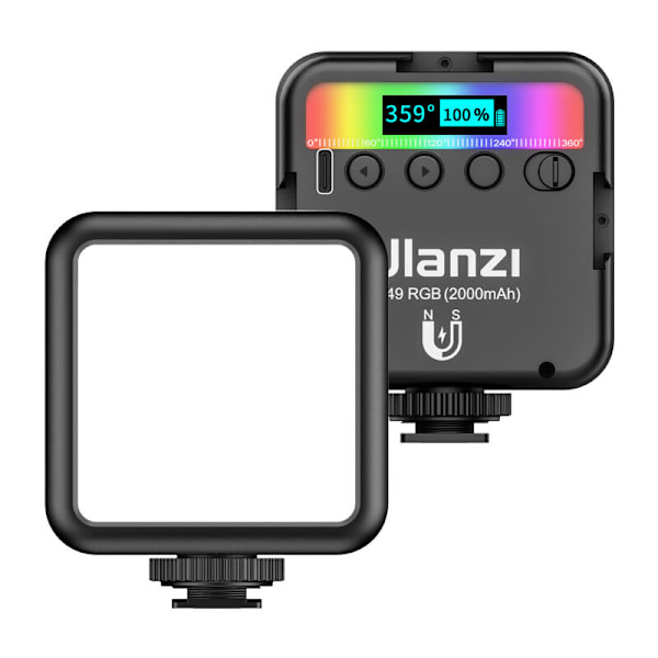 RVB LED lommelampe til fotografering, udfyldningslys, variabel intensitet 2500 k-9000 k, CRI95 +, integreret batteri med kolde skoholdere til live